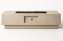 Kenton concrete fire table front view showing recessed ignition control panel