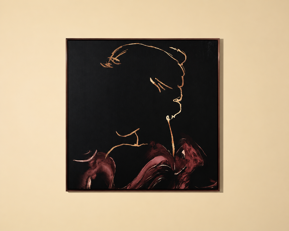 Nocturnal Muse II | Copper-Framed Abstract Canvas Art