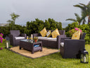 Hospitality Rattan Outdoor Plastique 4-Piece Modular Outdoor Sectional Sofa in Chocolate