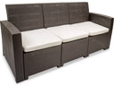 Hospitality Rattan Outdoor Plastique 4-Piece Modular Outdoor Sectional Sofa in Chocolate