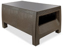Hospitality Rattan Outdoor Plastique 4-Piece Modular Outdoor Sectional Sofa in Chocolate