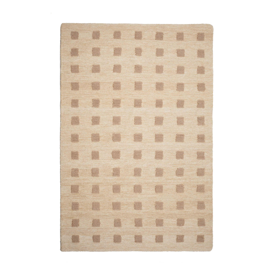 Hari Natural 5 by 7 grid texture hand tufted wool rug