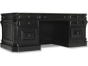 Telluride 76-inch black executive desk, leather panels and trim