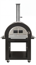 3-Piece Black Stainless Steel Outdoor BBQ Kitchen Grill Island w/ Refrigerator, Sink, Pizza Oven