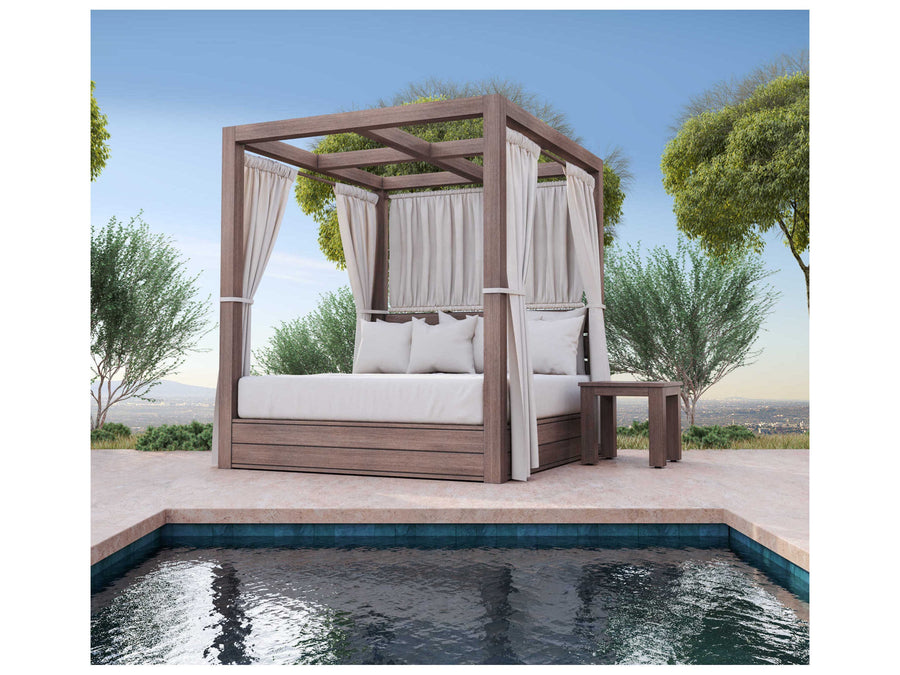 Sunset West Laguna Resort King Outdoor Daybed with Curtains and Sunbrella Cushions