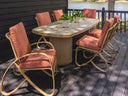 Lloyd Flanders Riviera 94.5” Rectangular Dining Table with Natural Travertine Top