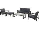 Kettler Boston Select Cushion Outdoor Lounge Set Reclining Aluminum in Lava with Natte Charcoal