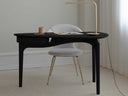 UMAGE Duende Home Office Set, Black Oak desk and Time Flies brass upholstered seating