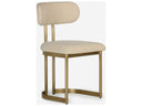 Shay white cotton dhurrie upholstered chair with antique brass legs, image