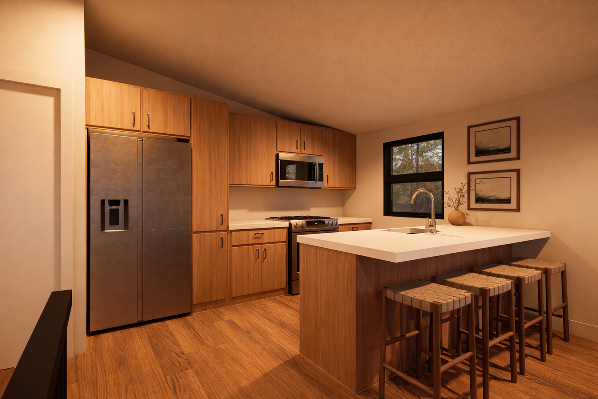 Irontown Rabbit 1000 modular home — interior view