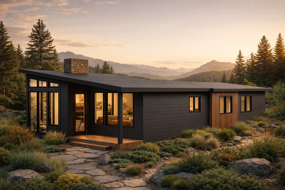 Irontown The Donner 1300 modular home — exterior view