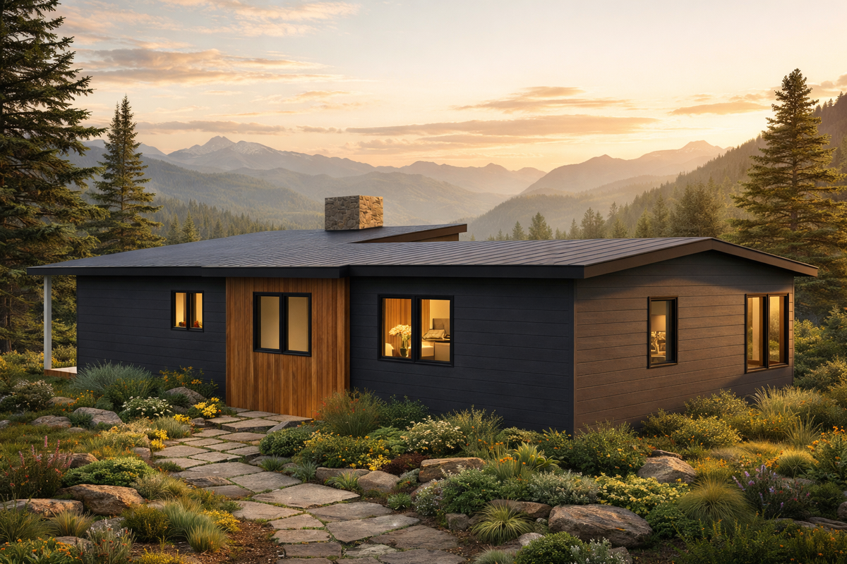 Irontown The Donner 1300 modular home — exterior view