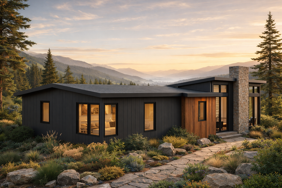 Irontown The Donner 1300 modular home — exterior view