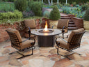 OW Lee Casual Fireside Santorini 42-Inch Round Chat Height Outdoor Fire Pit Table