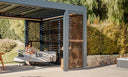 Camargue pergola with adjustable aluminum louvers