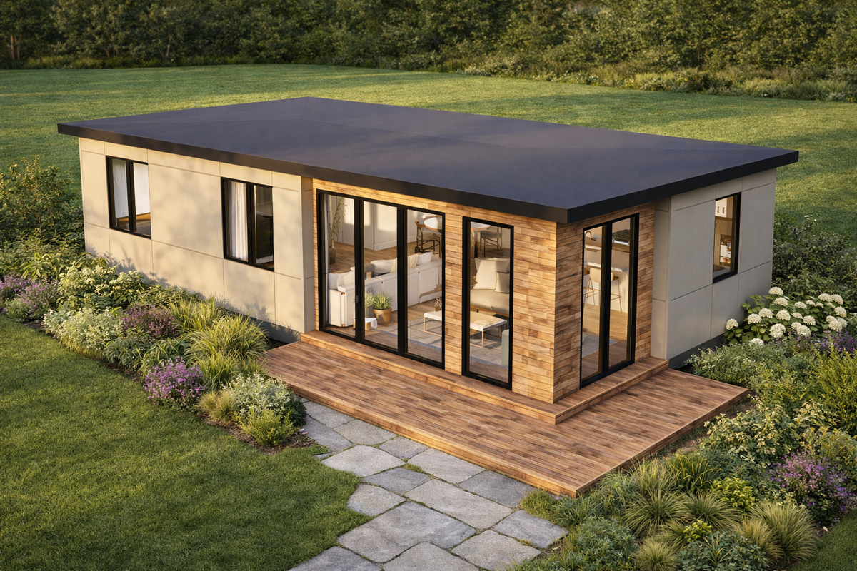 Irontown Morada 1000 modular home — exterior view