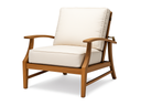 Summer Classics Croquet adjustable teak recliner with ivory cushions, angled front view