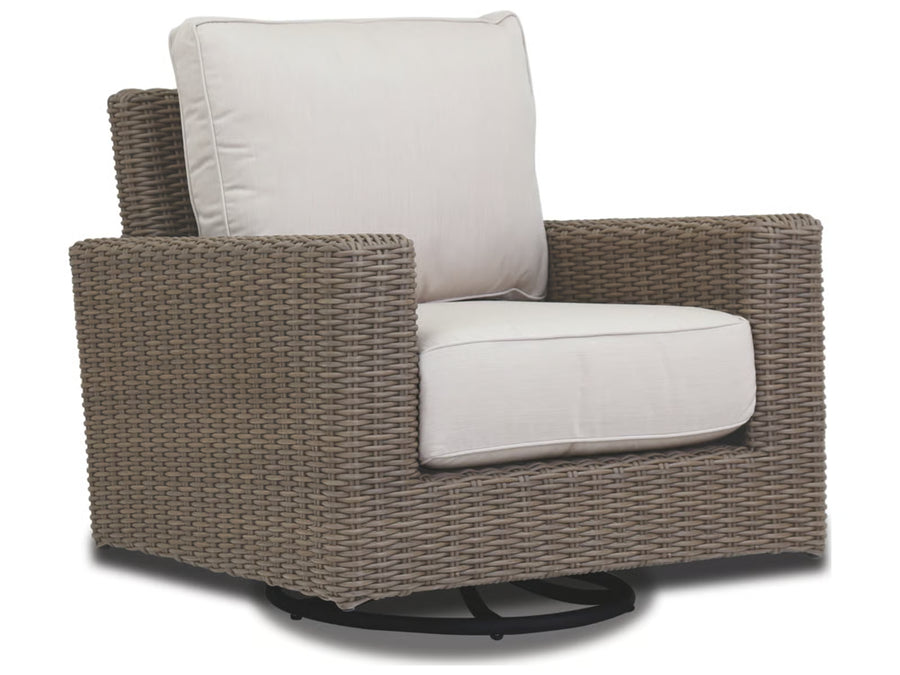 Sunset West Coronado Swivel Rocker — Driftwood Wicker, Sunbrella