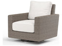Sunset West Coronado Wicker Driftwood Swivel Patio Rocker with Sunbrella Canvas Flax Cushions
