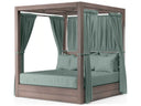 Sunset West Laguna King Outdoor Daybed with Canopy Driftwood Aluminum Canvas Flax