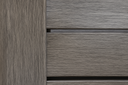 Close-up of the woven driftwood aluminum frame detail on the Sunset West Laguna daybed
