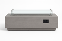 Gravelstone concrete fire table front view with glass wind guard and control panel