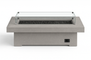Gravelstone concrete fire table showing the linear burner filled with fire glass media