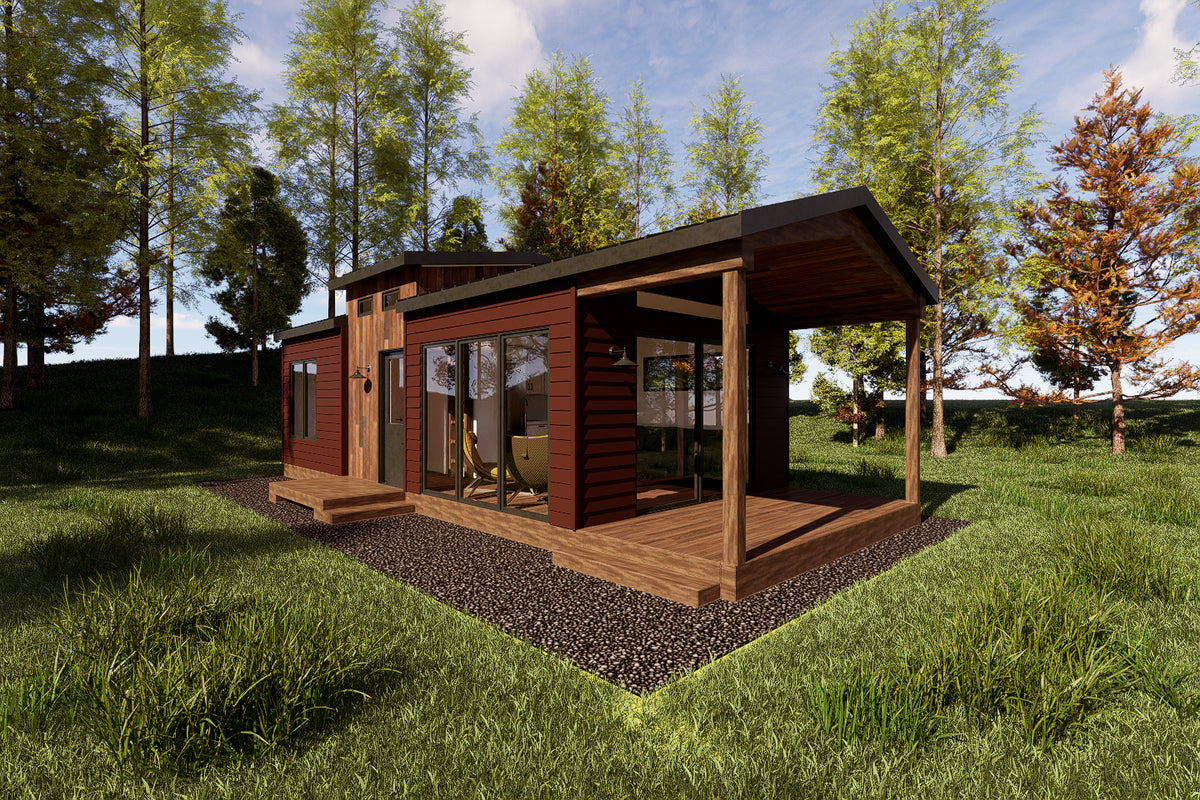 Irontown Sledhaus 400 modular home — exterior design rendering