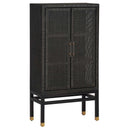 TOV Amara Charcoal woven rattan cabinet two-door storage