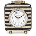 Mona striped tabletop accent clock clear white dial and gold details