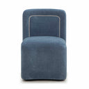 TOV Dolce blue performance velvet rolling desk chair with concealed caster wheels
