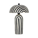 TOV Maiori black striped papier mâché table lamp front product view