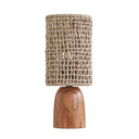 TOV Kombu natural 13-inch small table lamp with woven raffia shade and mango wood base