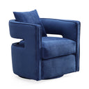 TOV Kennedy navy blue performance velvet swivel accent chair with removable cushion
