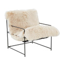 TOV Kimi natural genuine sheepskin accent chair on slim black iron frame