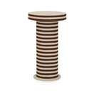 Lyra striped woven side table detail showing pedestal surface