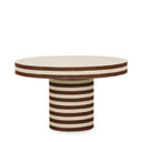 Lyra 30-inch brown striped cotton jute round pedestal coffee table