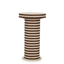 Lyra brown-and-natural striped cotton jute cylindrical side table