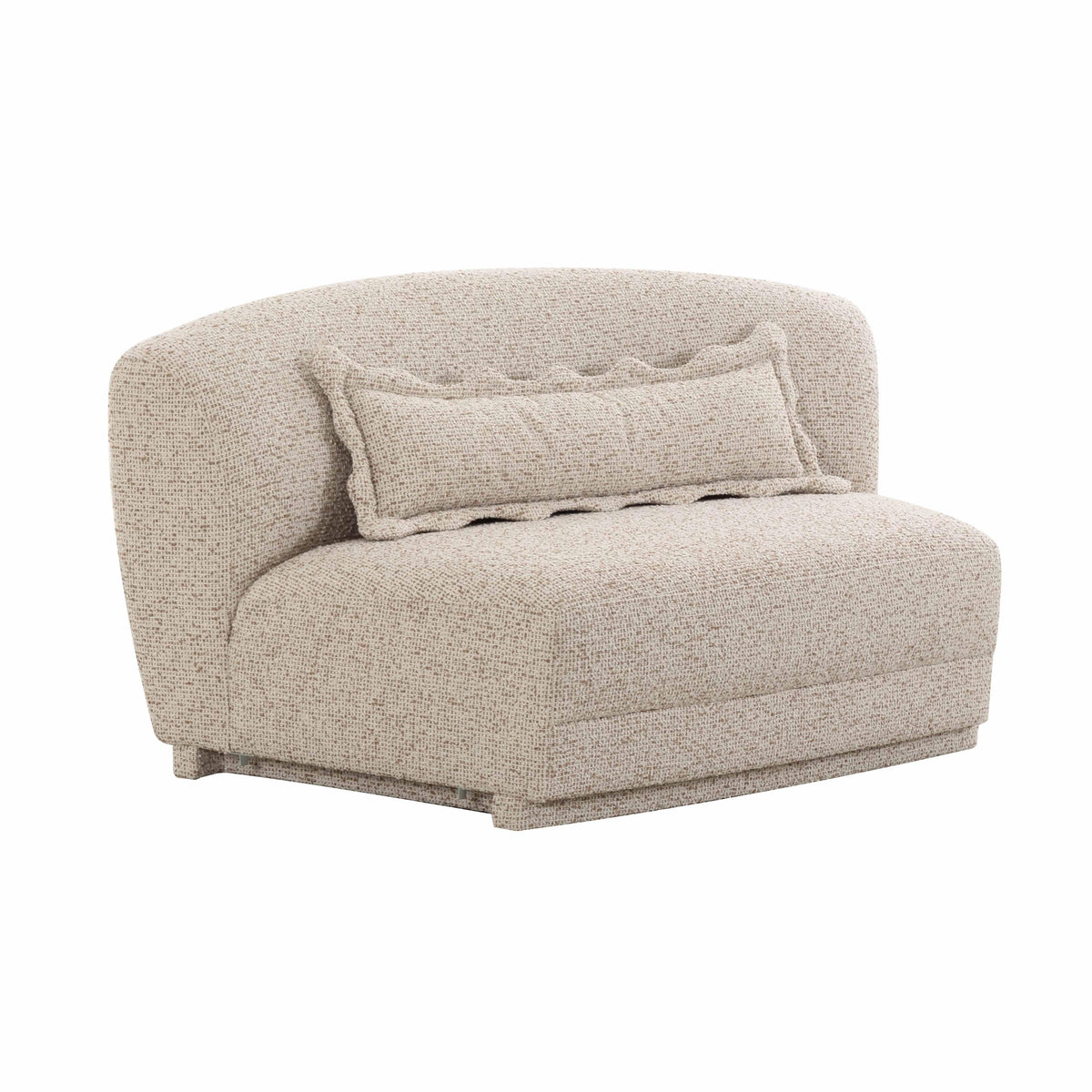 TOV Marion 63 inch two tone boucle armless loveseat with curved back and lumbar pillow