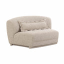 TOV Marion 63 inch two tone boucle armless loveseat with curved back and lumbar pillow