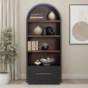 Marlow black wood bookcase with file drawer detail