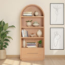 Marlow natural file bookcase adjustable open shelves and drawer detail