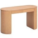 Marlow 52-inch natural wood writing desk with curved profile