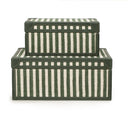 Kora green striped textile keepsake box set detail