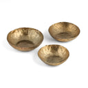 Set of three Shah antique brass hand hammered iron nesting catchall bowls
