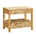 Brandyss Natural Burl 26 inch two drawer storage nightstand