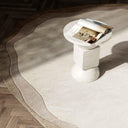 Tarba Tan organic wool rug tufted edge closeup