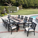 Palm Springs 11 Pc Aluminum Dining Set w/ 118 X 40-in Extendable Dining Table in Antique Bronze/Beige by Darlee