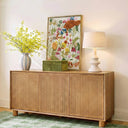 Muro Forage Large embroidered woodland artwork styled above a console