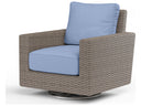 Sunset West Coronado Wicker Driftwood Swivel Patio Rocker with Sunbrella Canvas Flax Cushions